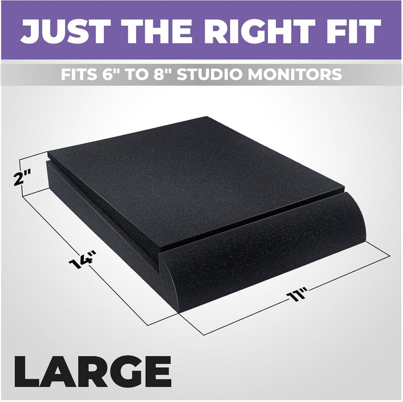 Liquid Stands Studio Monitor Sound Isolation Pads - 6"-8" High-Density Foam Pads Prevent Vibrations - Angled Speaker Riser - Image 2